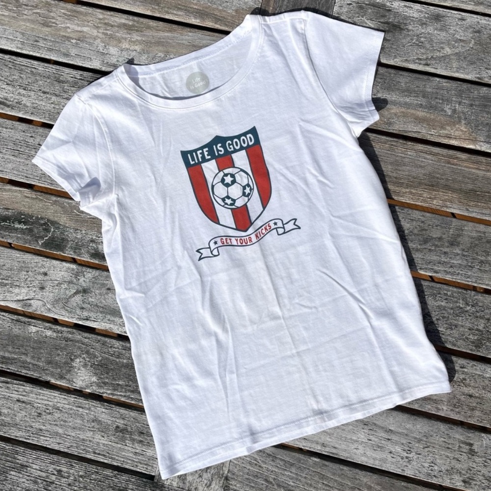 Life is Good Girls Soccer Short Sleeve Tee